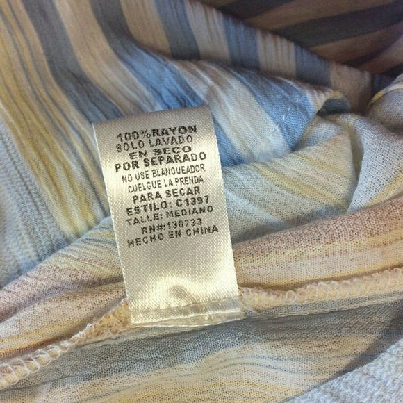 Umgee USA Blue Orange Striped Blouse Top Medium - Picture 6 of 6